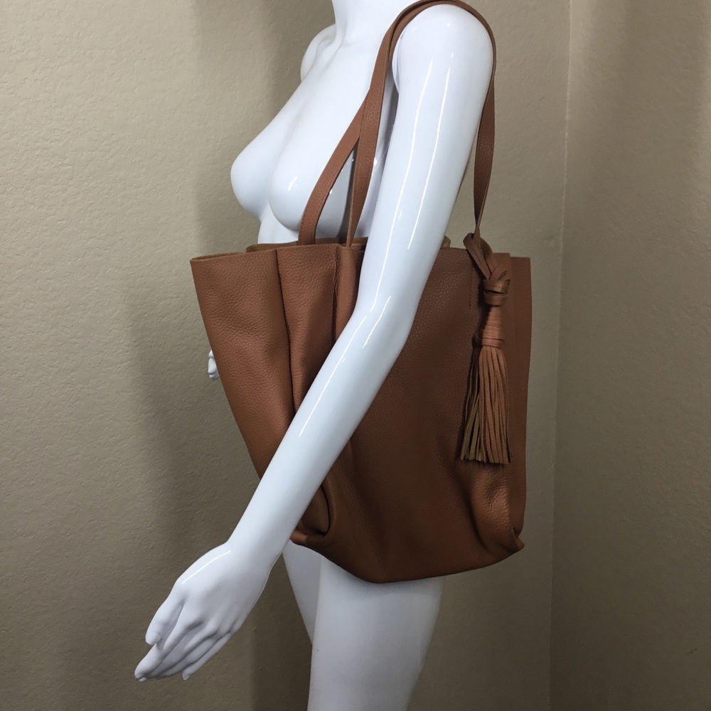 Vince Camuto Brown Pebbled Leather Tassel Bag - Picture 8 of 8